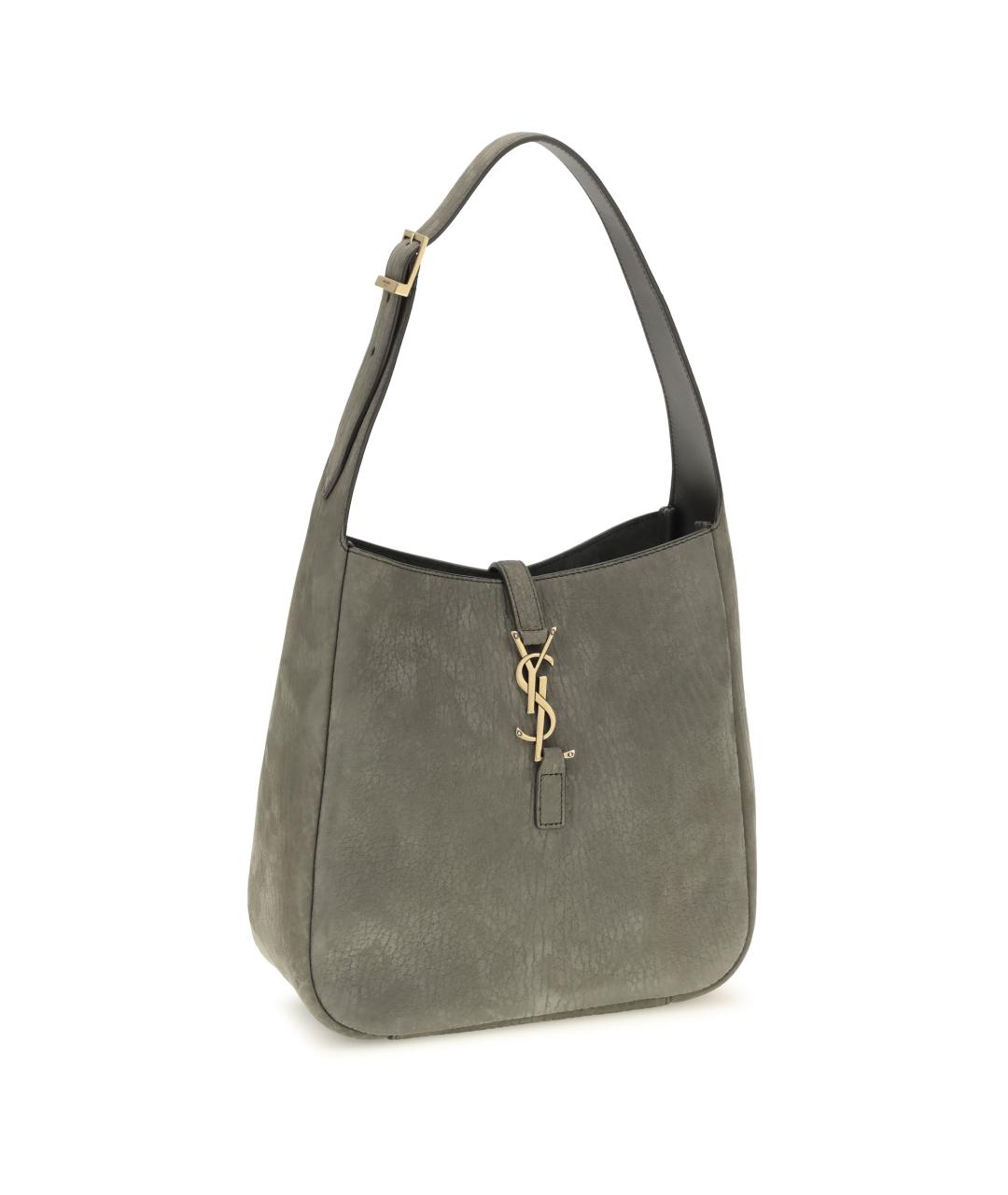SAINT LAURENT Серая кожаная сумка через плечо, фото 2