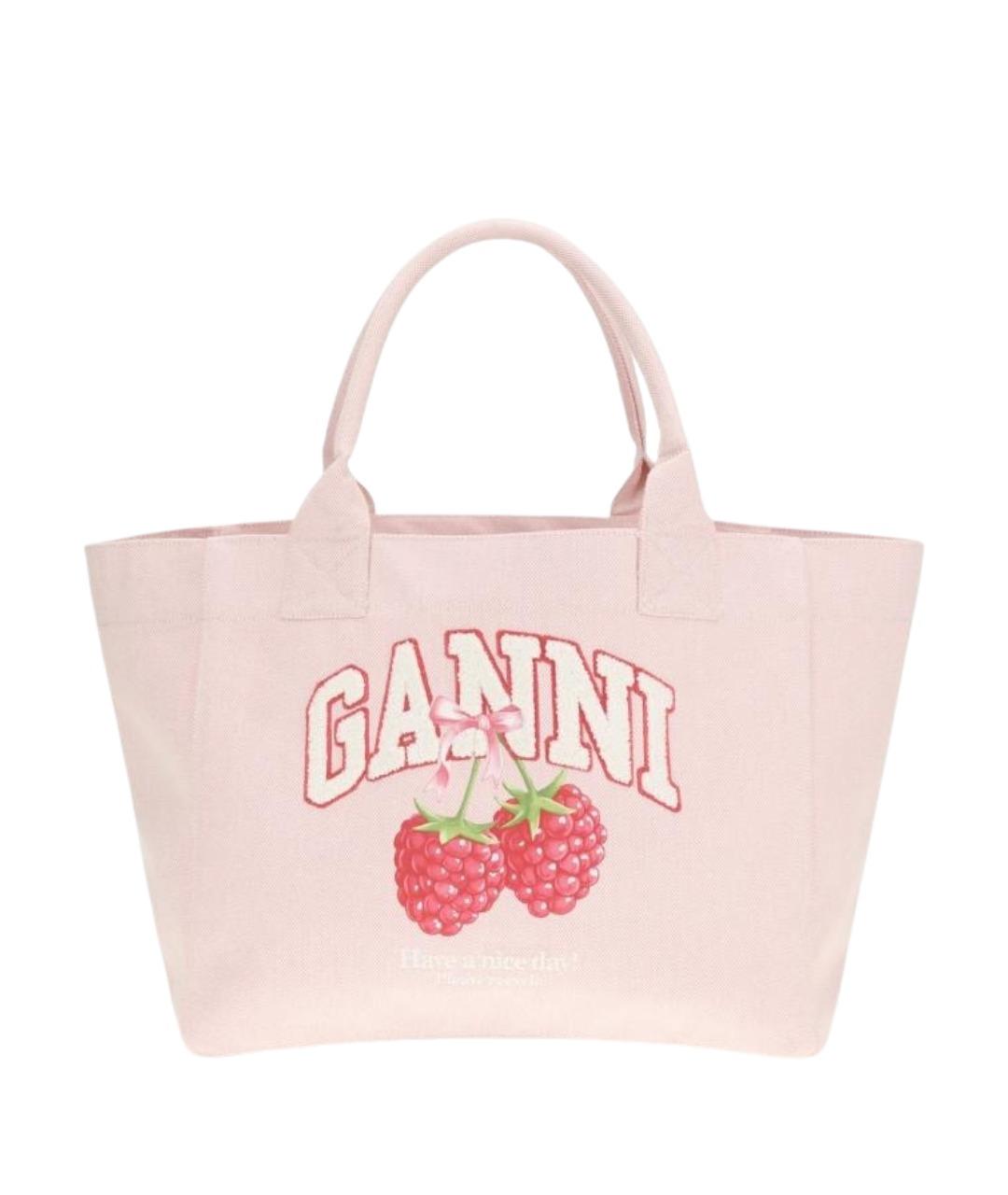 GANNI Розовая тканевая сумка тоут, фото 1
