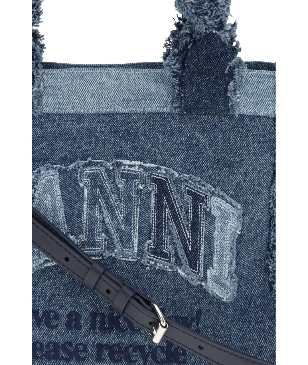 GANNI Синяя хлопковая сумка тоут, фото 4