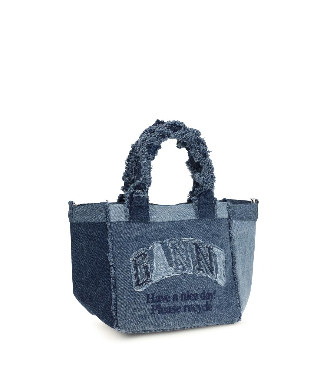 GANNI Синяя хлопковая сумка тоут, фото 2