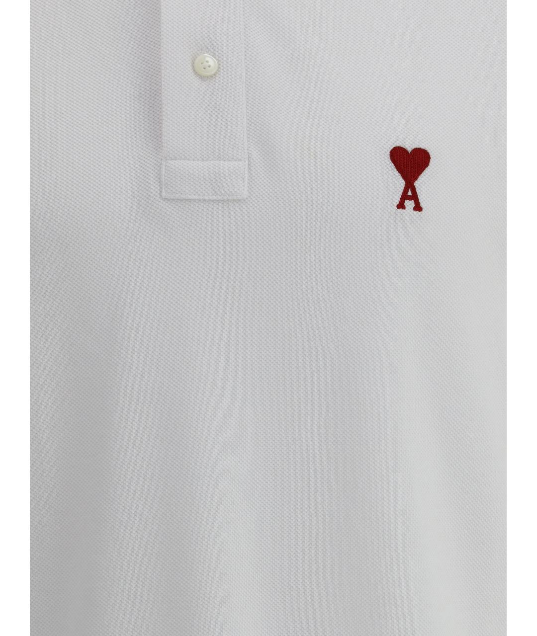 Ami Paris Белое хлопковое поло с коротким рукавом, фото 3