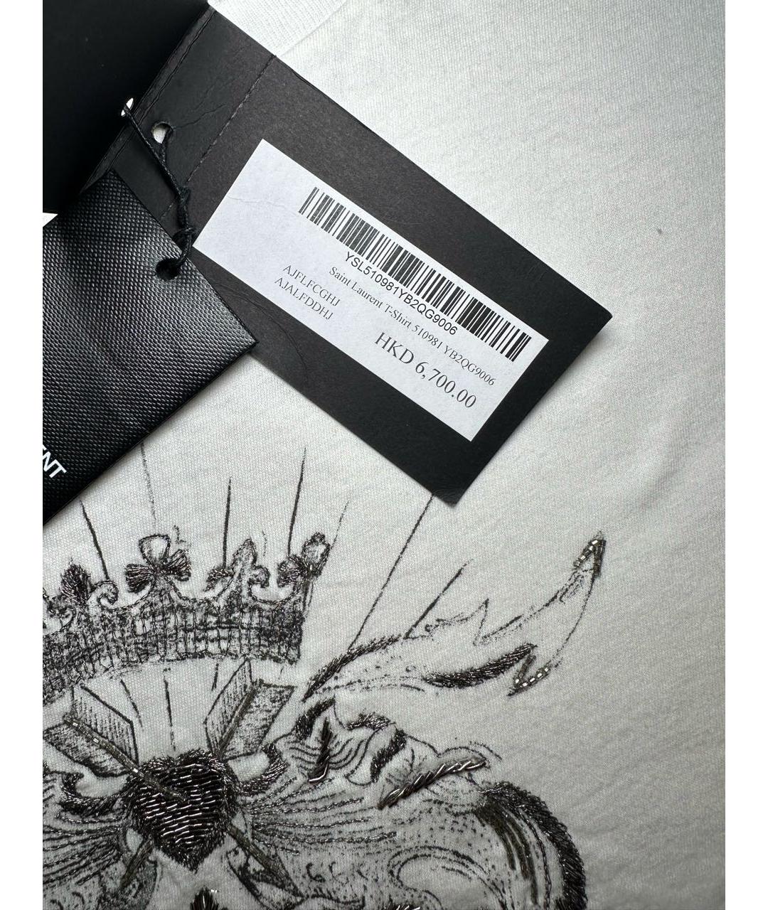 SAINT LAURENT Белая хлопковая футболка, фото 5