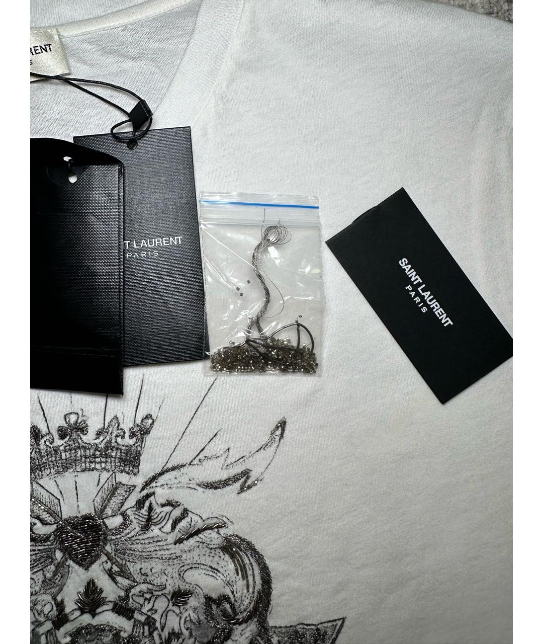 SAINT LAURENT Белая хлопковая футболка, фото 6