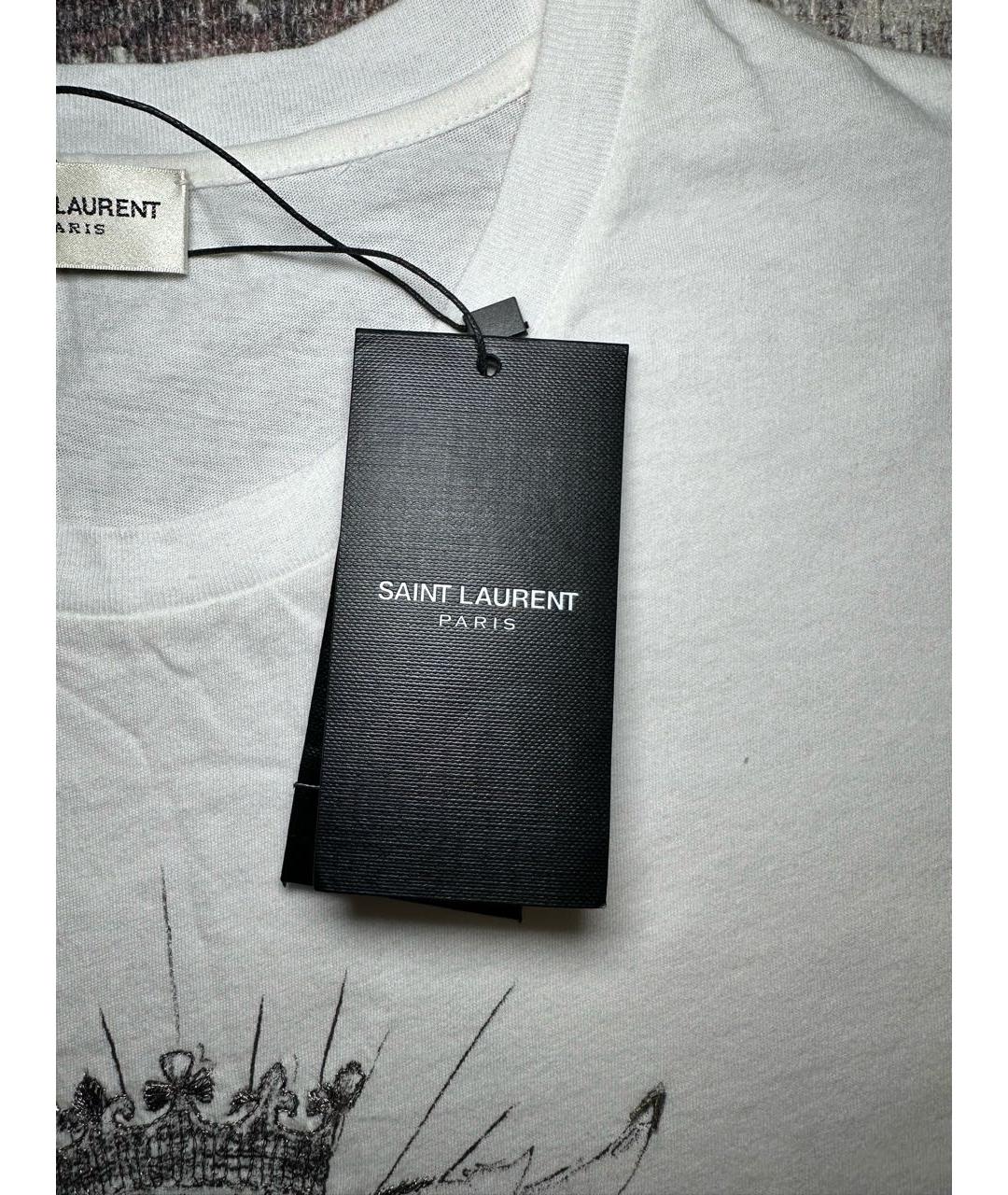 SAINT LAURENT Белая хлопковая футболка, фото 4