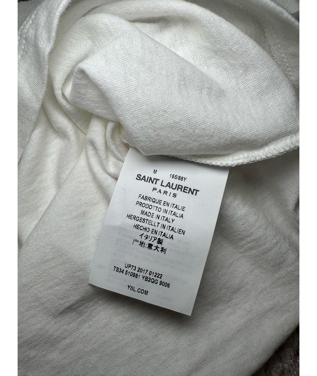 SAINT LAURENT Белая хлопковая футболка, фото 7