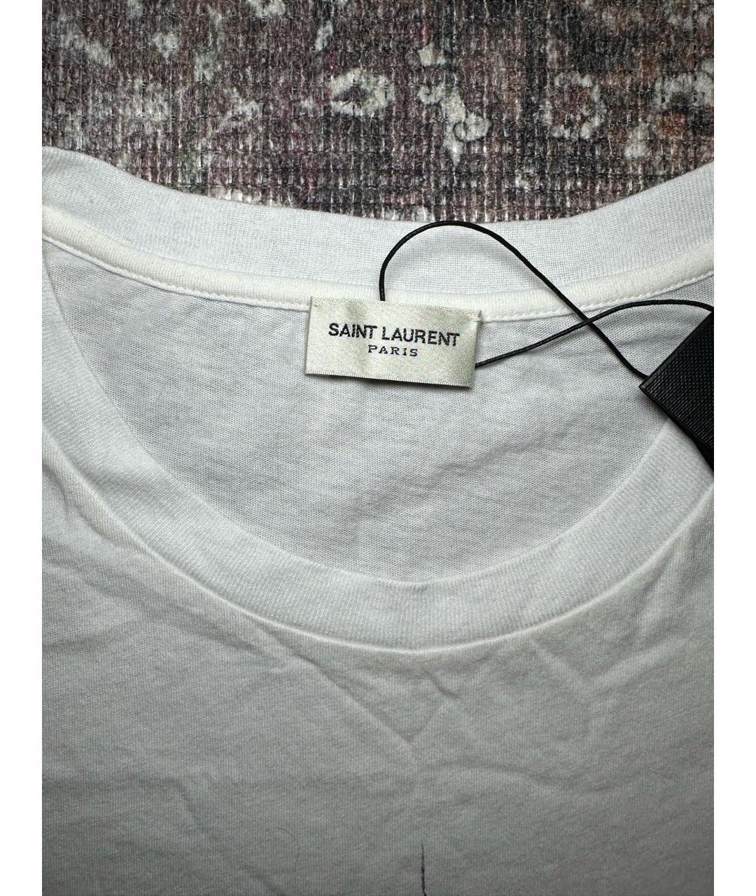 SAINT LAURENT Белая хлопковая футболка, фото 3