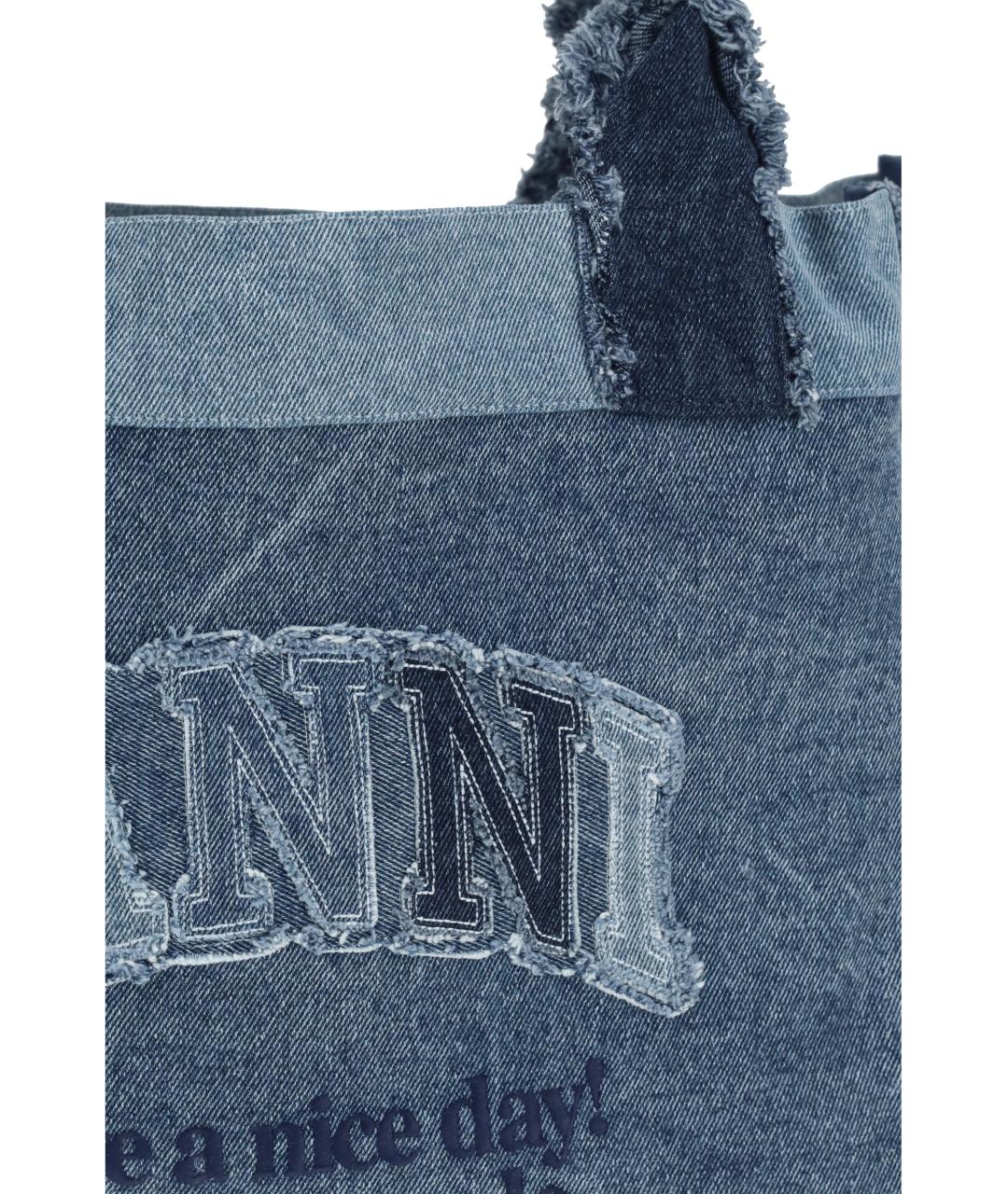 GANNI Синяя хлопковая сумка тоут, фото 4