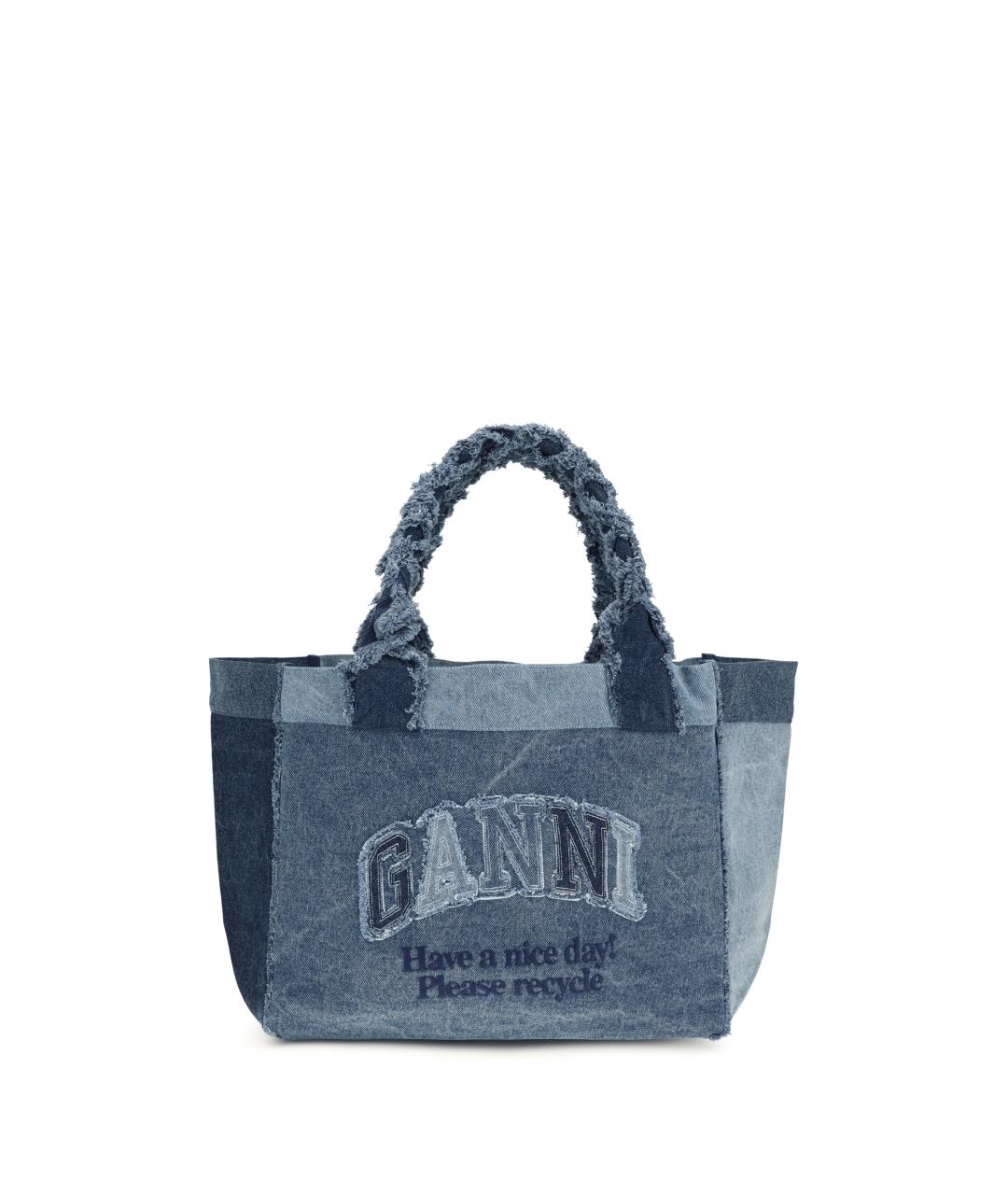 GANNI Синяя хлопковая сумка тоут, фото 1