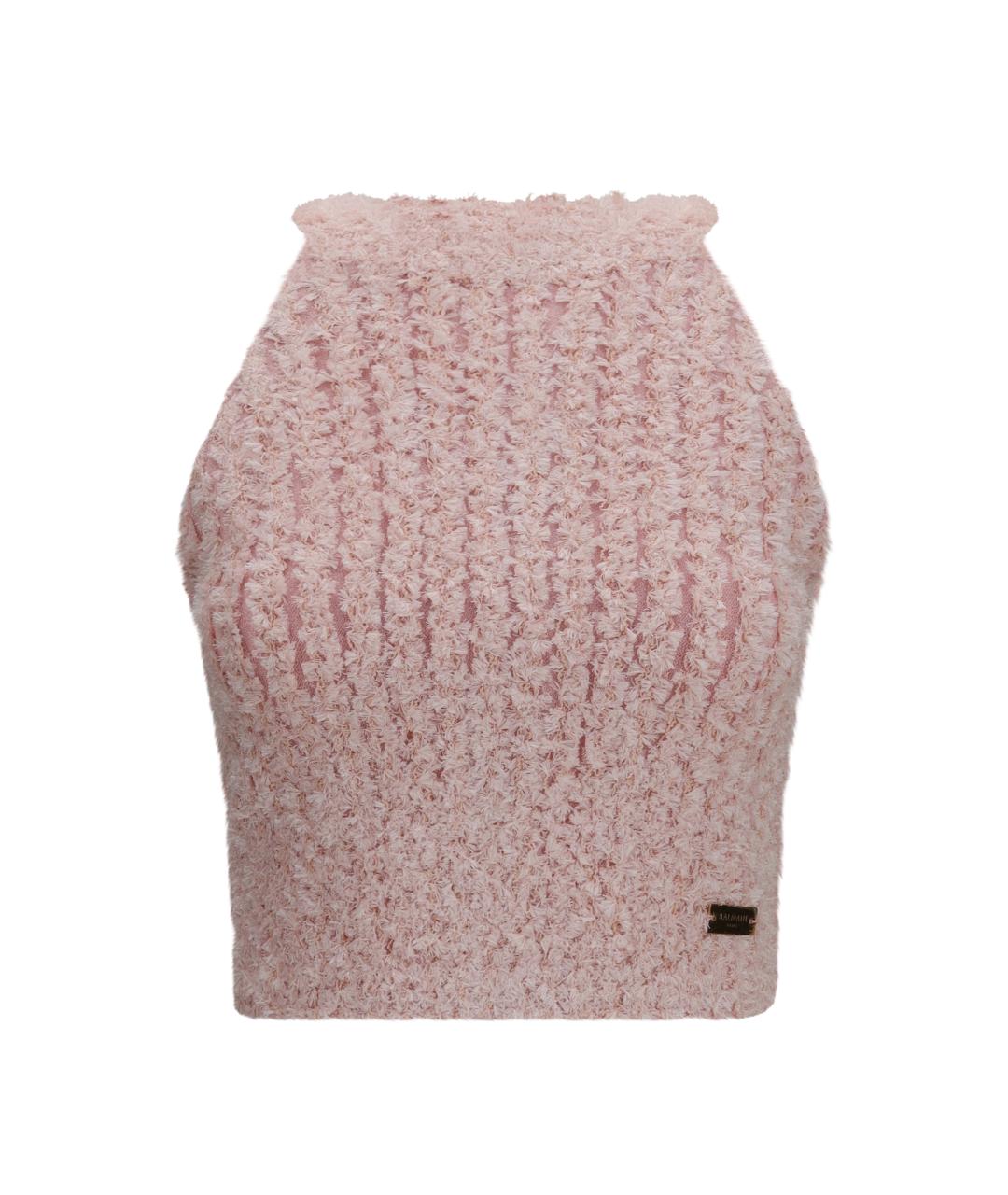 BALMAIN Розовая вискозная майка, фото 1