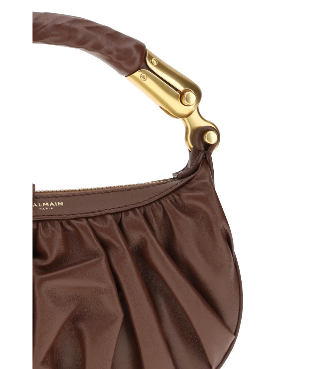 BALMAIN Коричневая кожаная сумка через плечо, фото 4