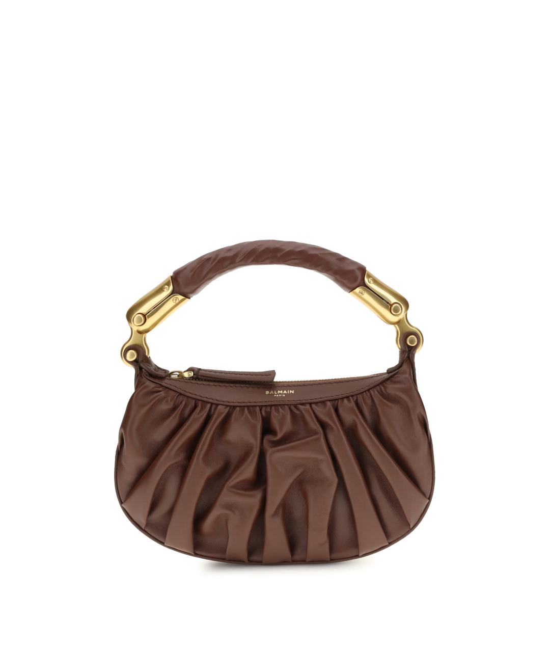 BALMAIN Коричневая кожаная сумка через плечо, фото 1