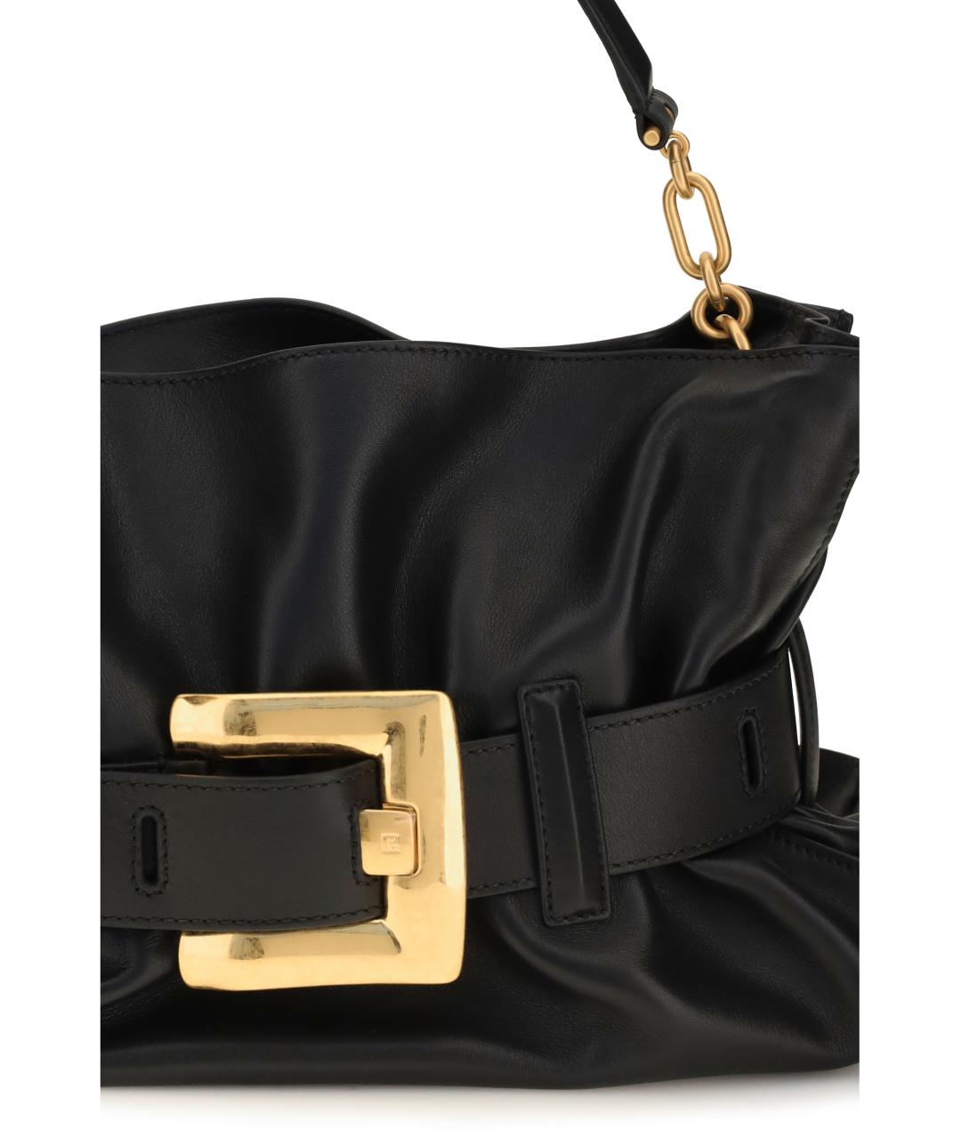 BALMAIN Черная кожаная сумка с короткими ручками, фото 4