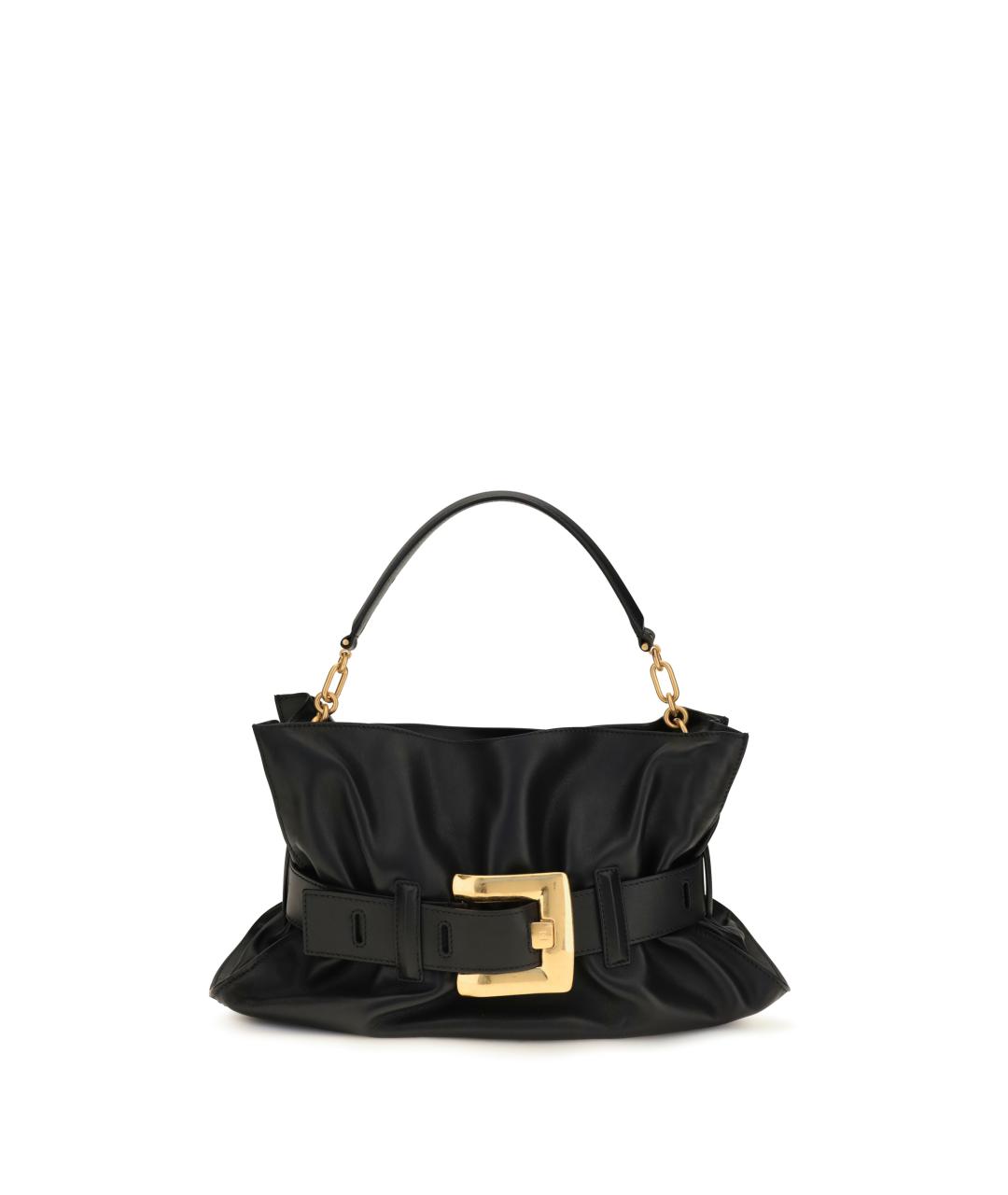 BALMAIN Черная кожаная сумка с короткими ручками, фото 1