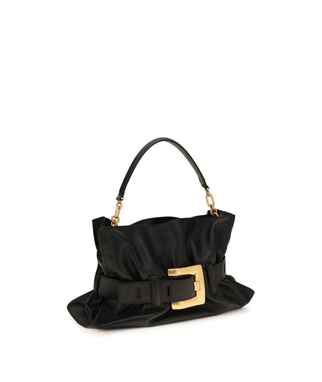 BALMAIN Черная кожаная сумка с короткими ручками, фото 2