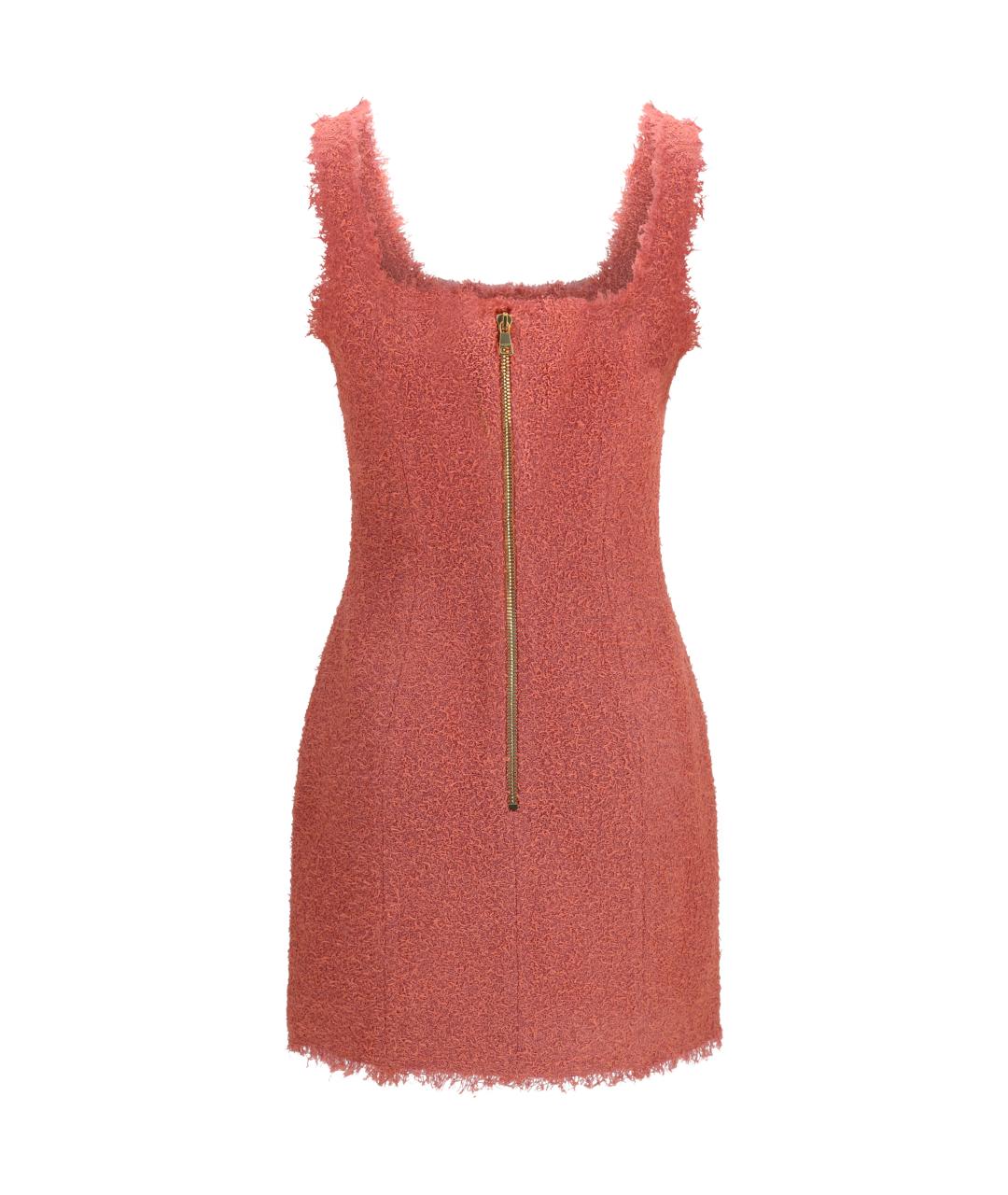 BALMAIN Розовое шерстяное коктейльное платье, фото 2