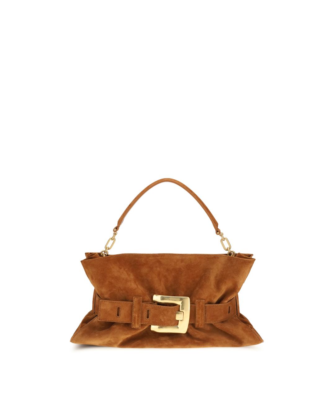 BALMAIN Коричневая замшевая сумка через плечо, фото 1