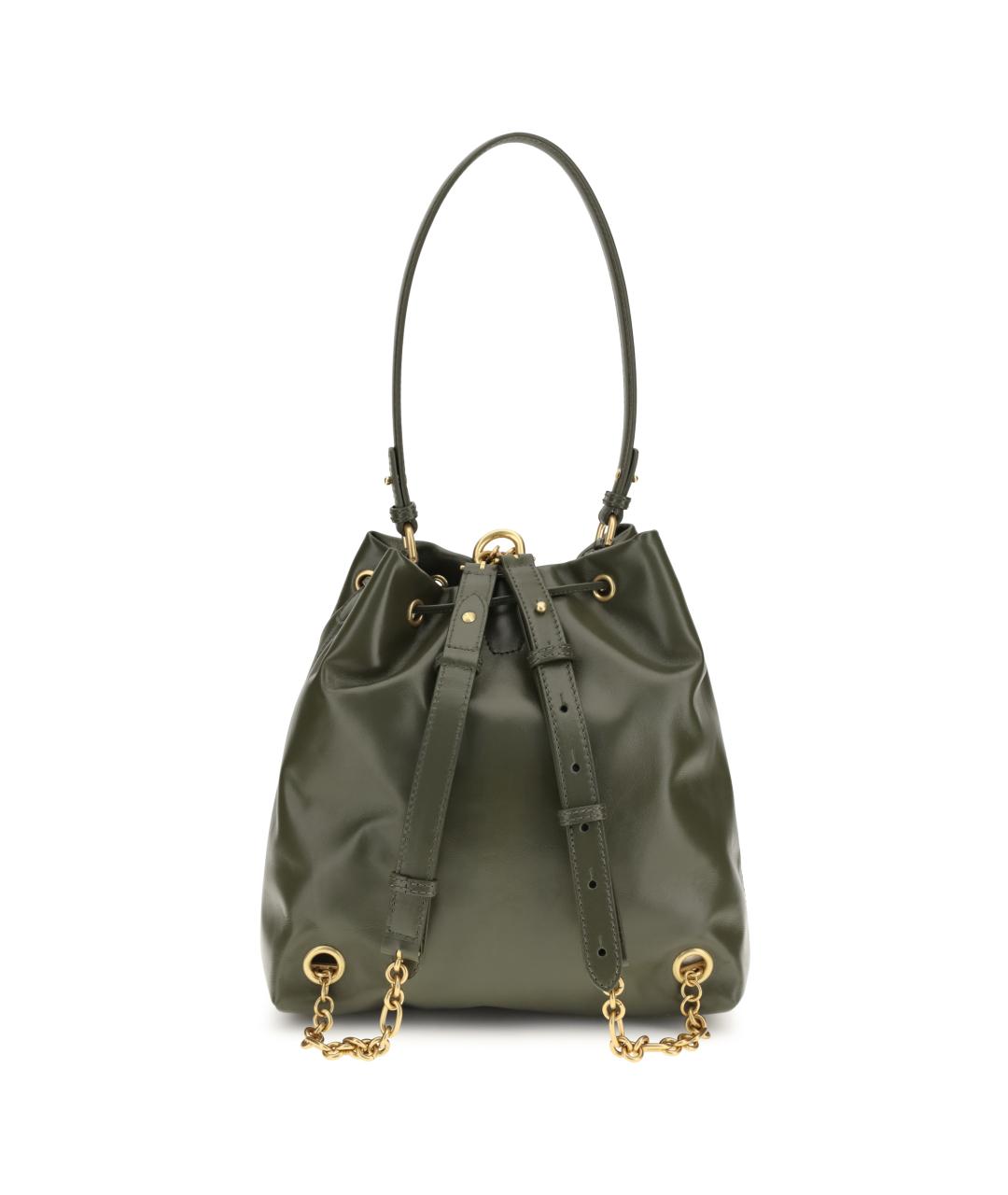 BALMAIN Зеленый кожаный рюкзак, фото 2