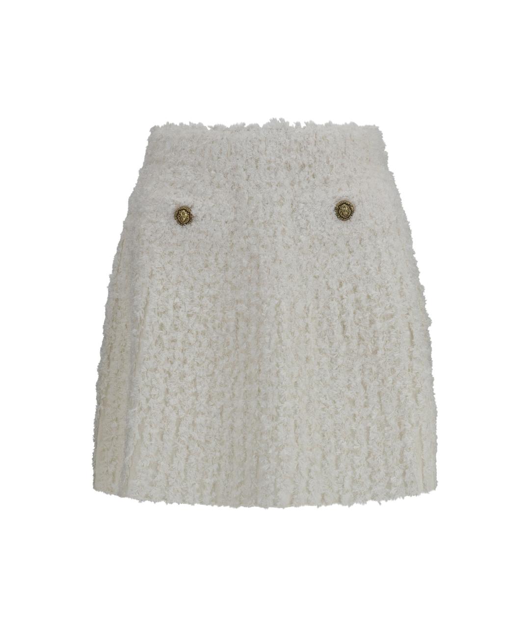 BALMAIN Бежевая вискозная юбка мини, фото 1