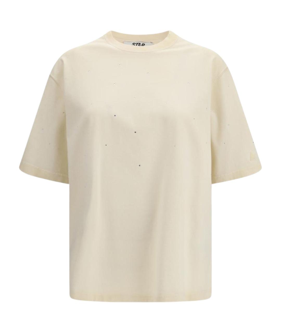 GOLDEN GOOSE DELUXE BRAND Бежевая хлопковая футболка, фото 1