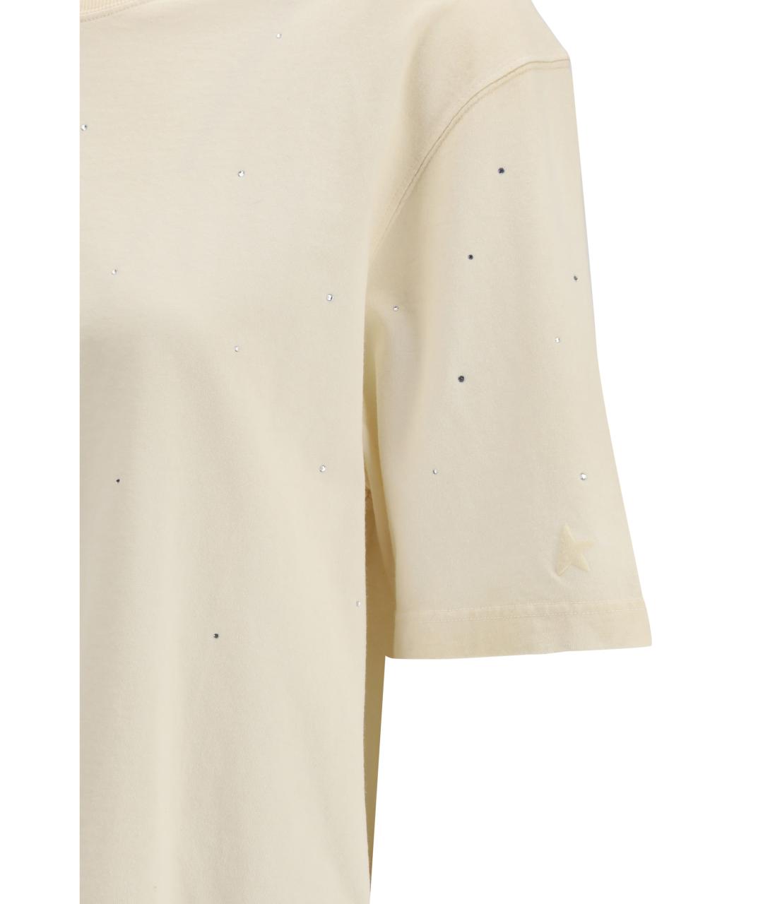 GOLDEN GOOSE DELUXE BRAND Бежевая хлопковая футболка, фото 3