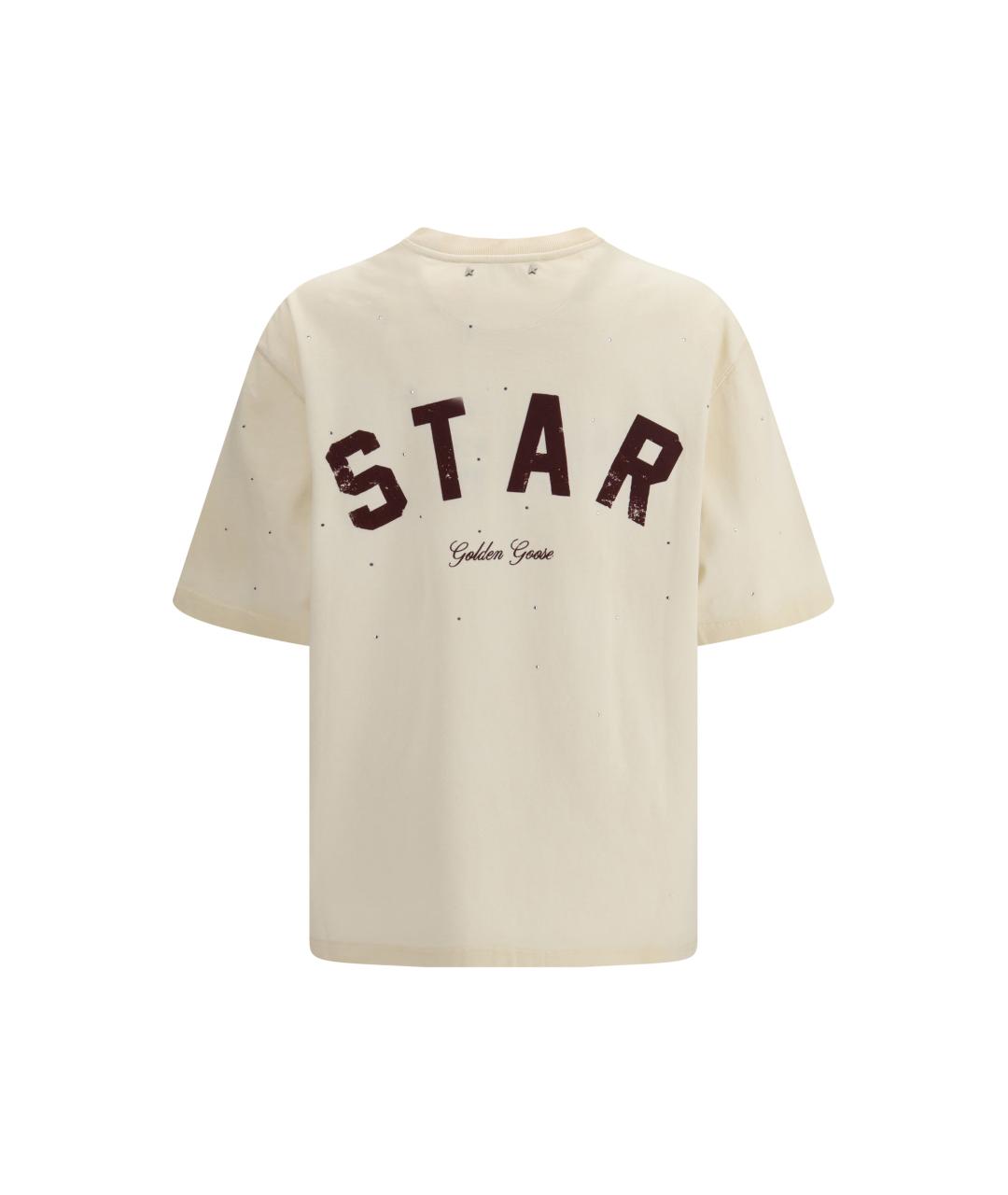 GOLDEN GOOSE DELUXE BRAND Бежевая хлопковая футболка, фото 2