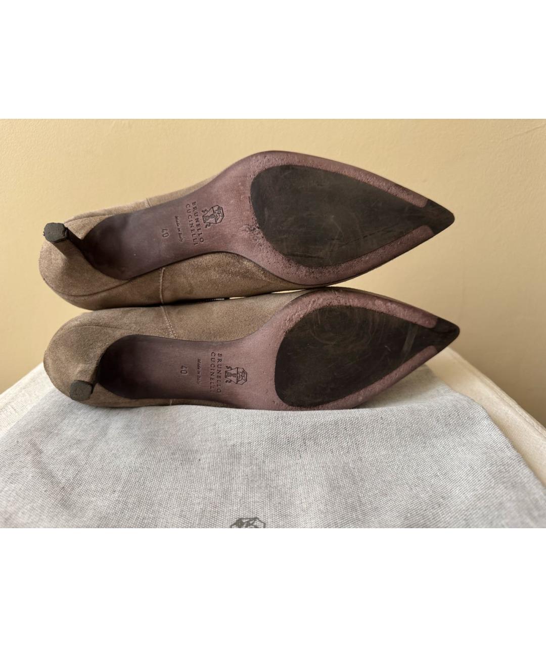 BRUNELLO CUCINELLI Серые замшевые ботильоны, фото 5