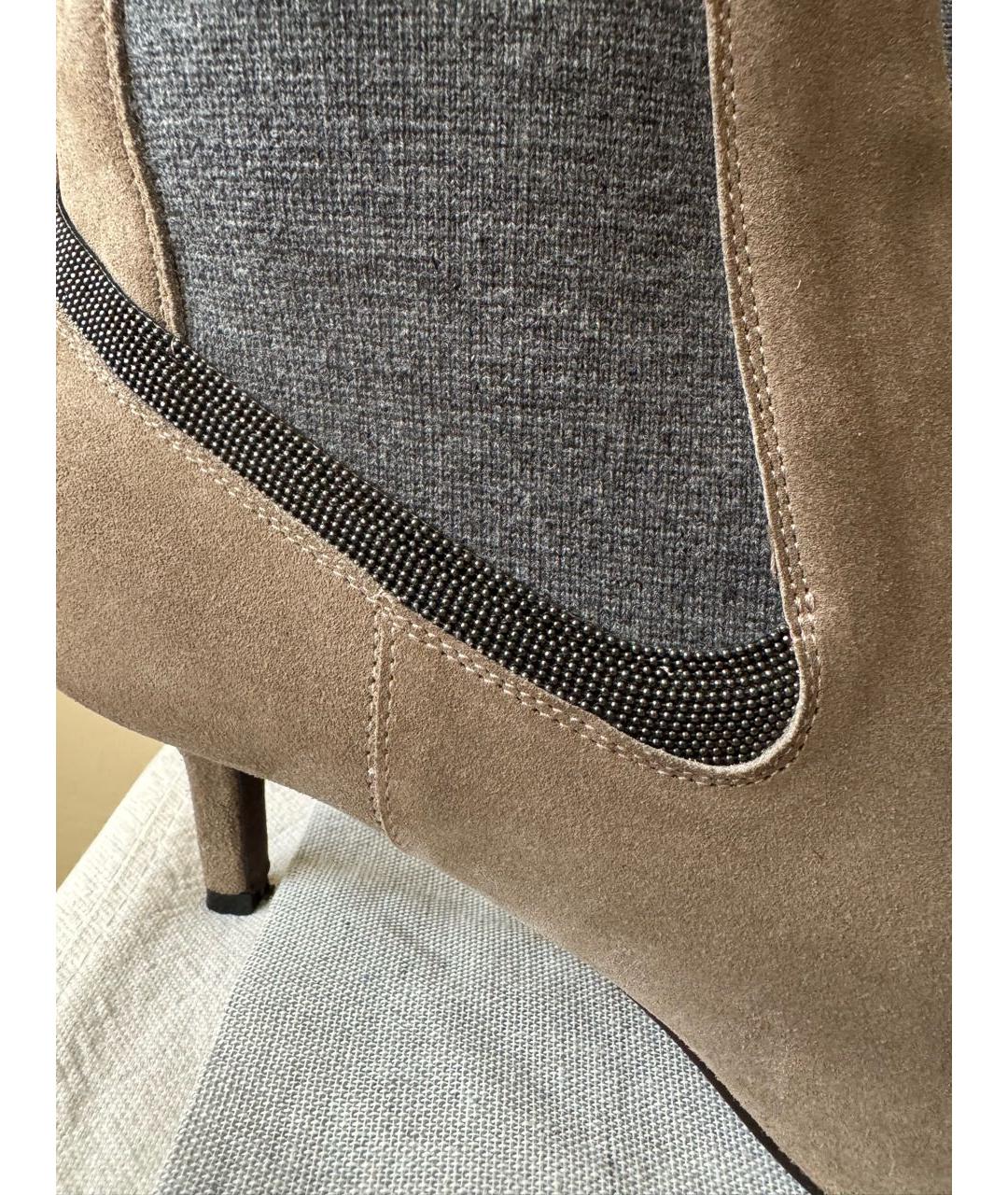 BRUNELLO CUCINELLI Серые замшевые ботильоны, фото 4