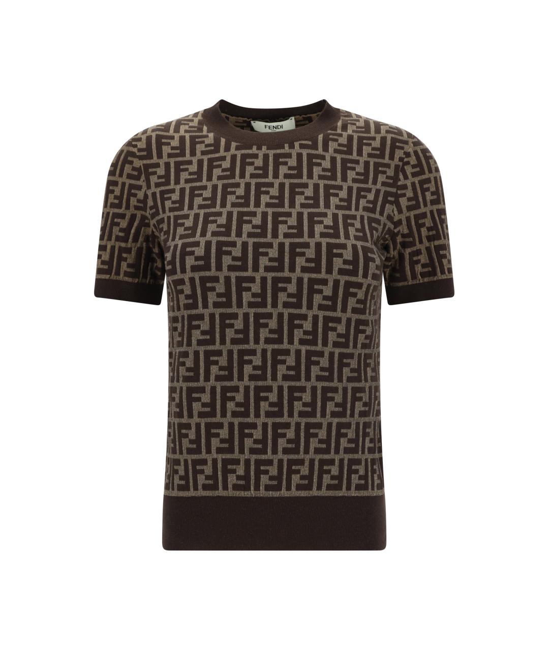 FENDI Коричневый хлопковый джемпер / свитер, фото 1