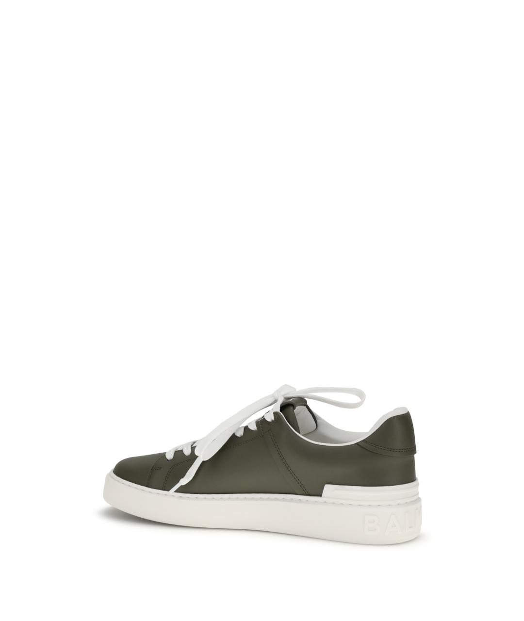 BALMAIN Зеленые кожаные низкие кроссовки / кеды, фото 3