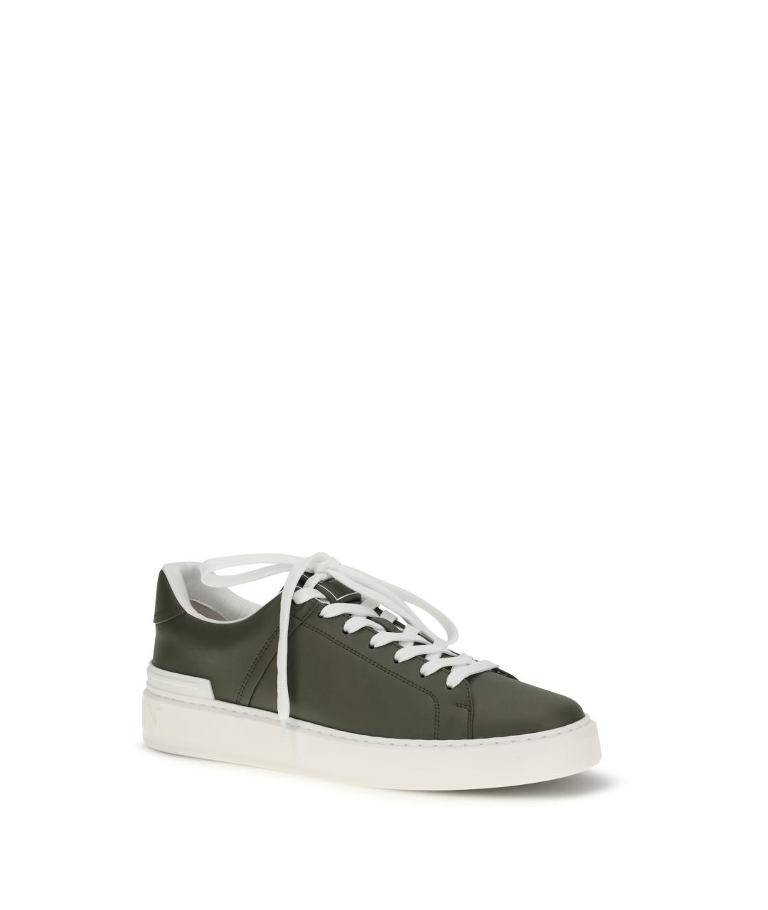 BALMAIN Зеленые кожаные низкие кроссовки / кеды, фото 2