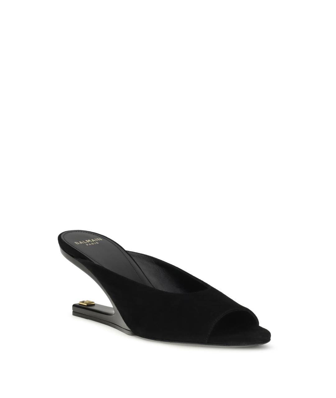 BALMAIN Черные замшевые мюли, фото 2