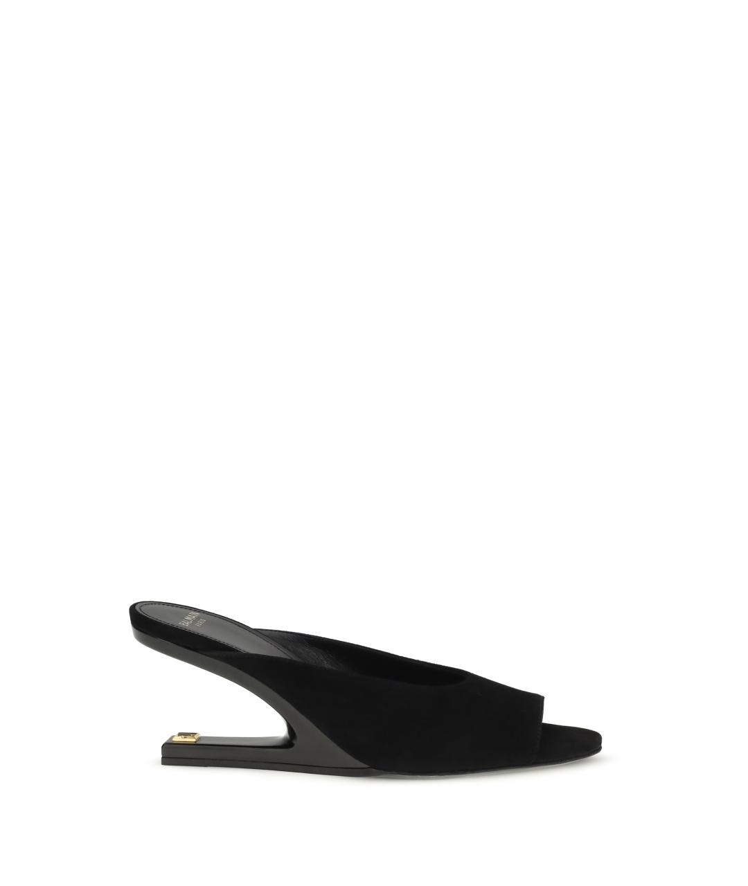 BALMAIN Черные замшевые мюли, фото 1