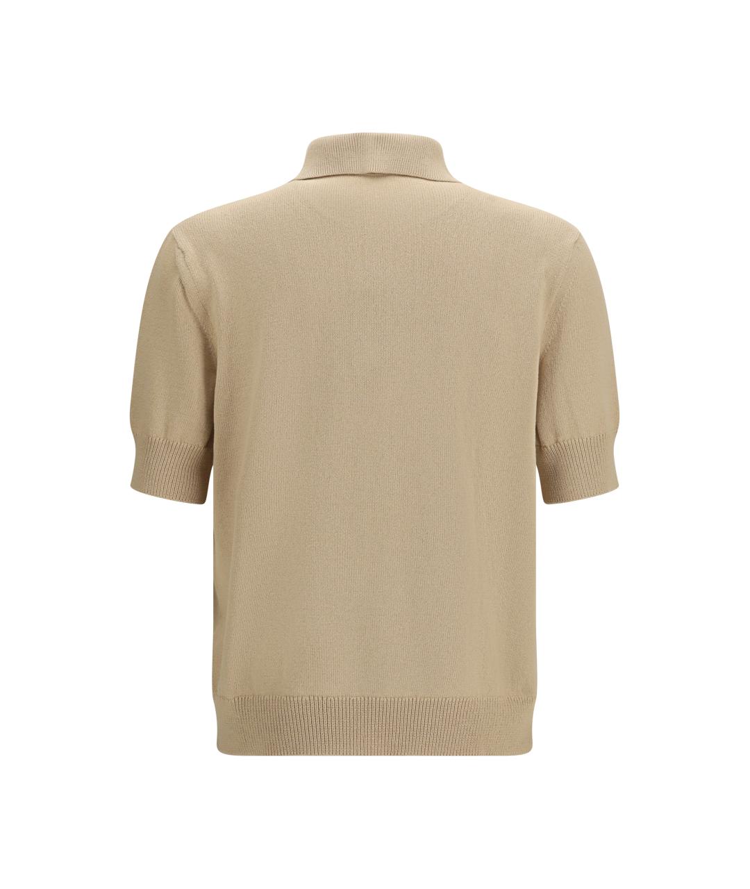 BALMAIN Бежевое хлопковое поло с коротким рукавом, фото 2