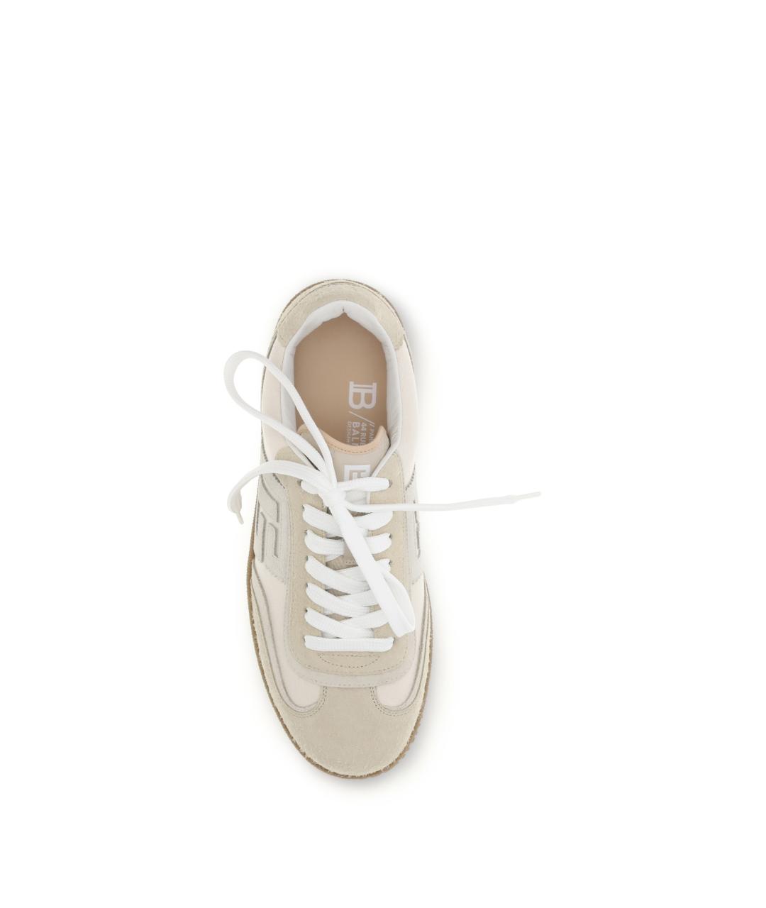 BALMAIN Бежевые замшевые низкие кроссовки / кеды, фото 4