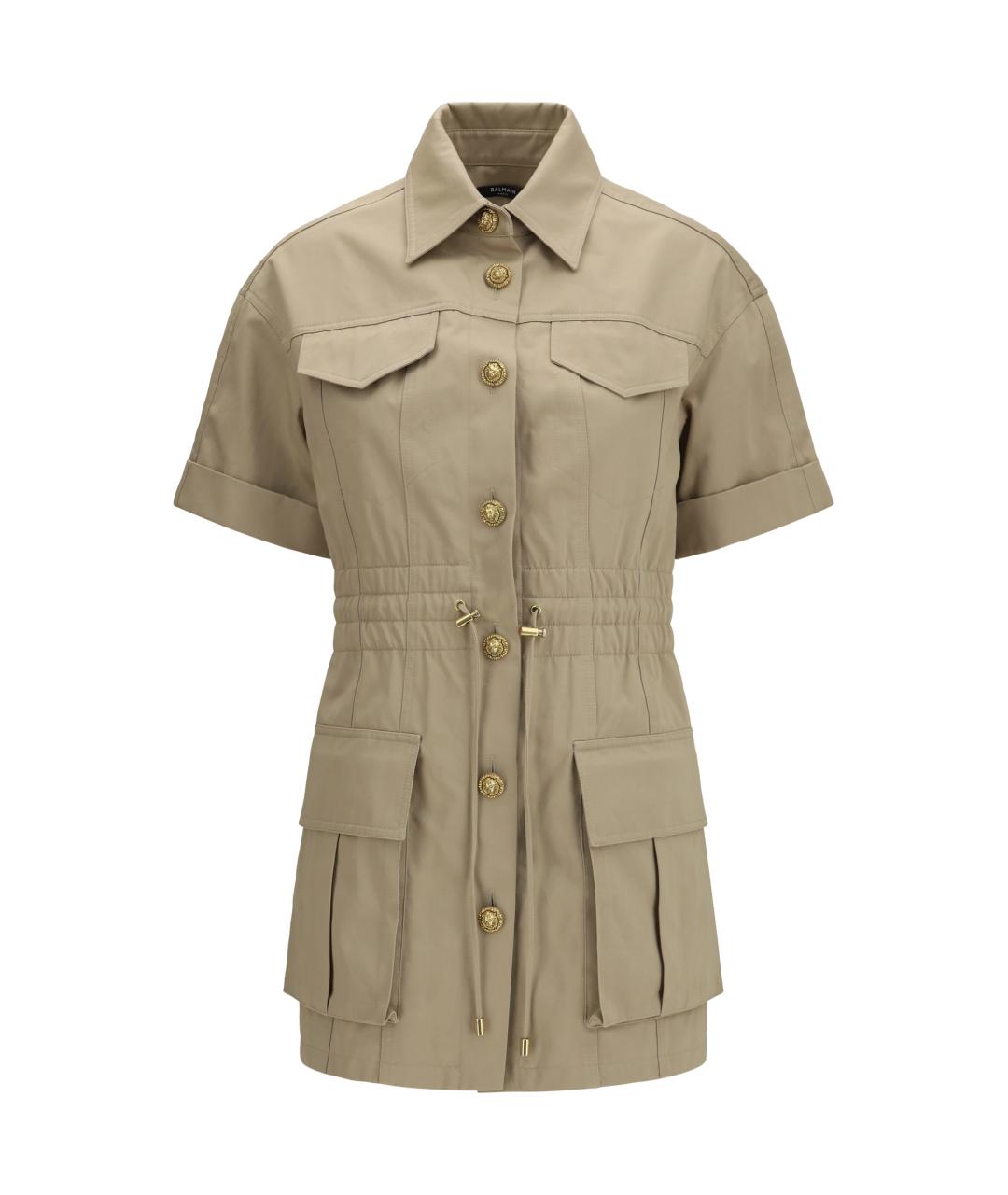 BALMAIN Бежевое хлопковое повседневное платье, фото 1