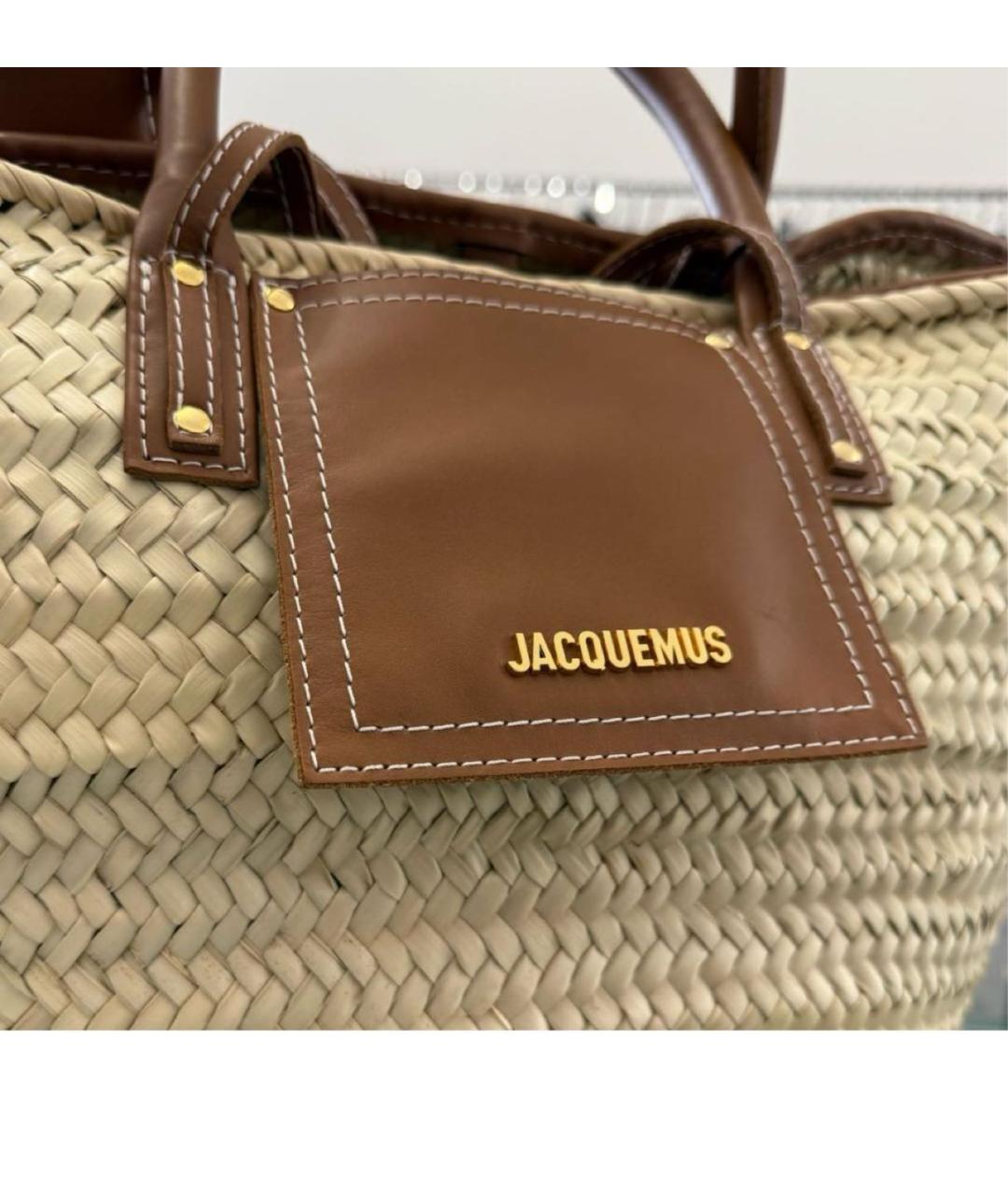 JACQUEMUS Коричневая пелетеная пляжная сумка, фото 2