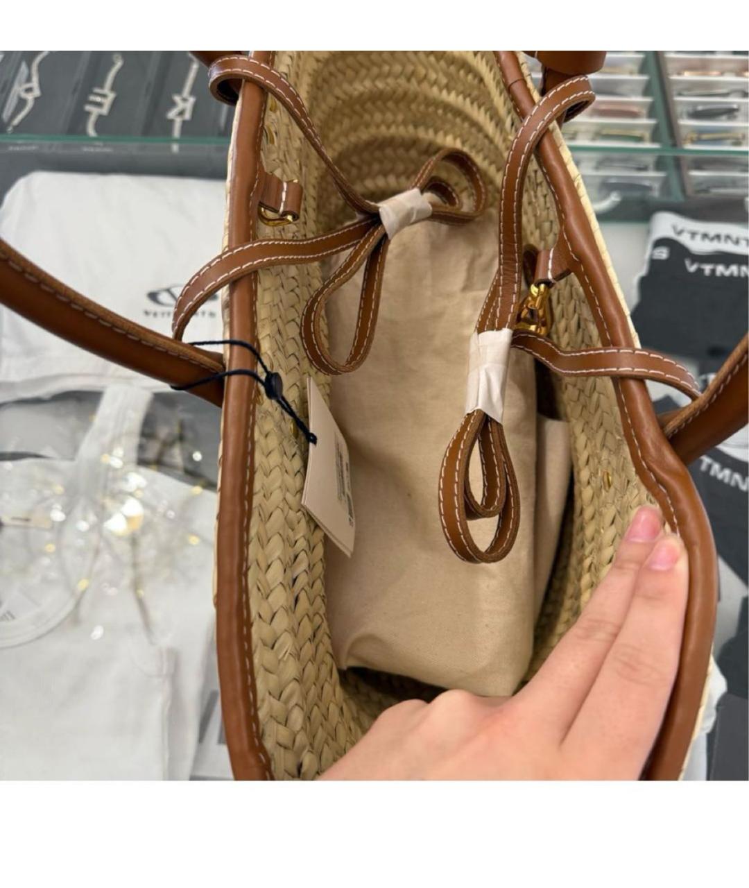 JACQUEMUS Коричневая пелетеная пляжная сумка, фото 4