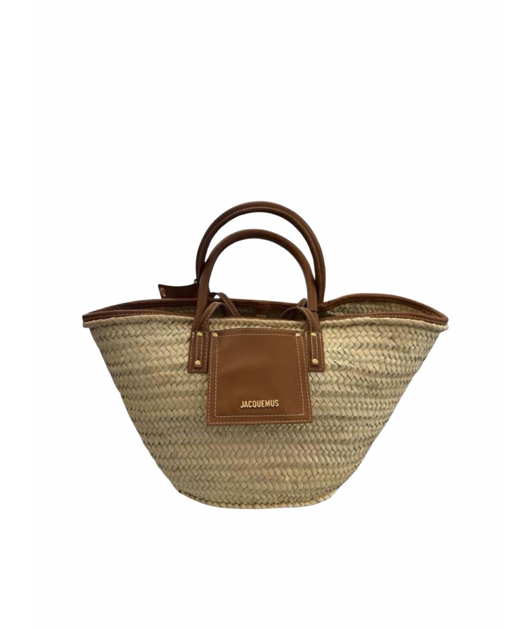 JACQUEMUS Коричневая пелетеная пляжная сумка, фото 1