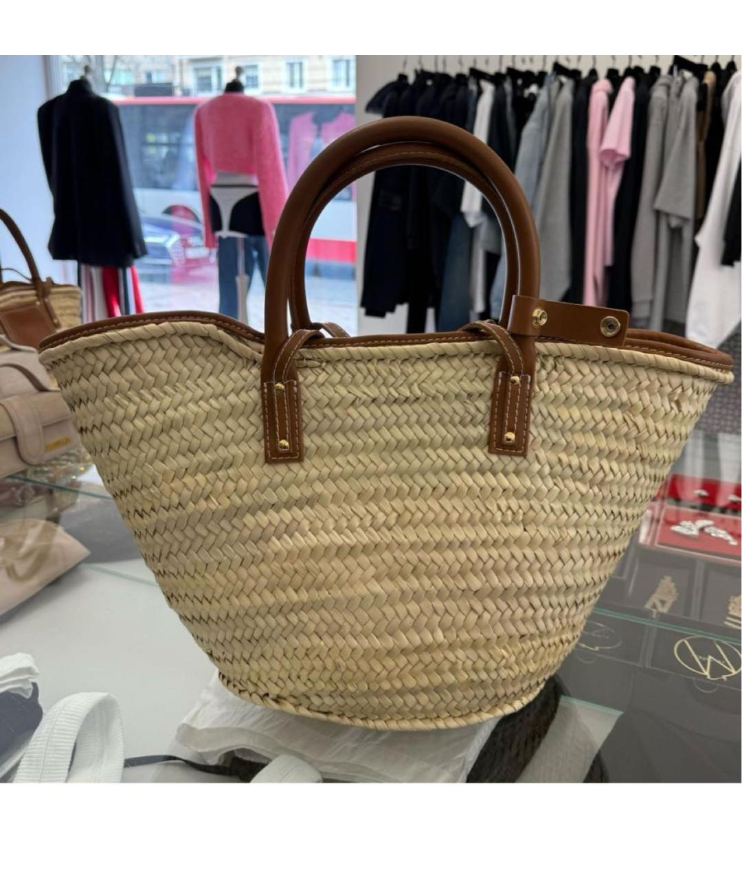 JACQUEMUS Коричневая пелетеная пляжная сумка, фото 3