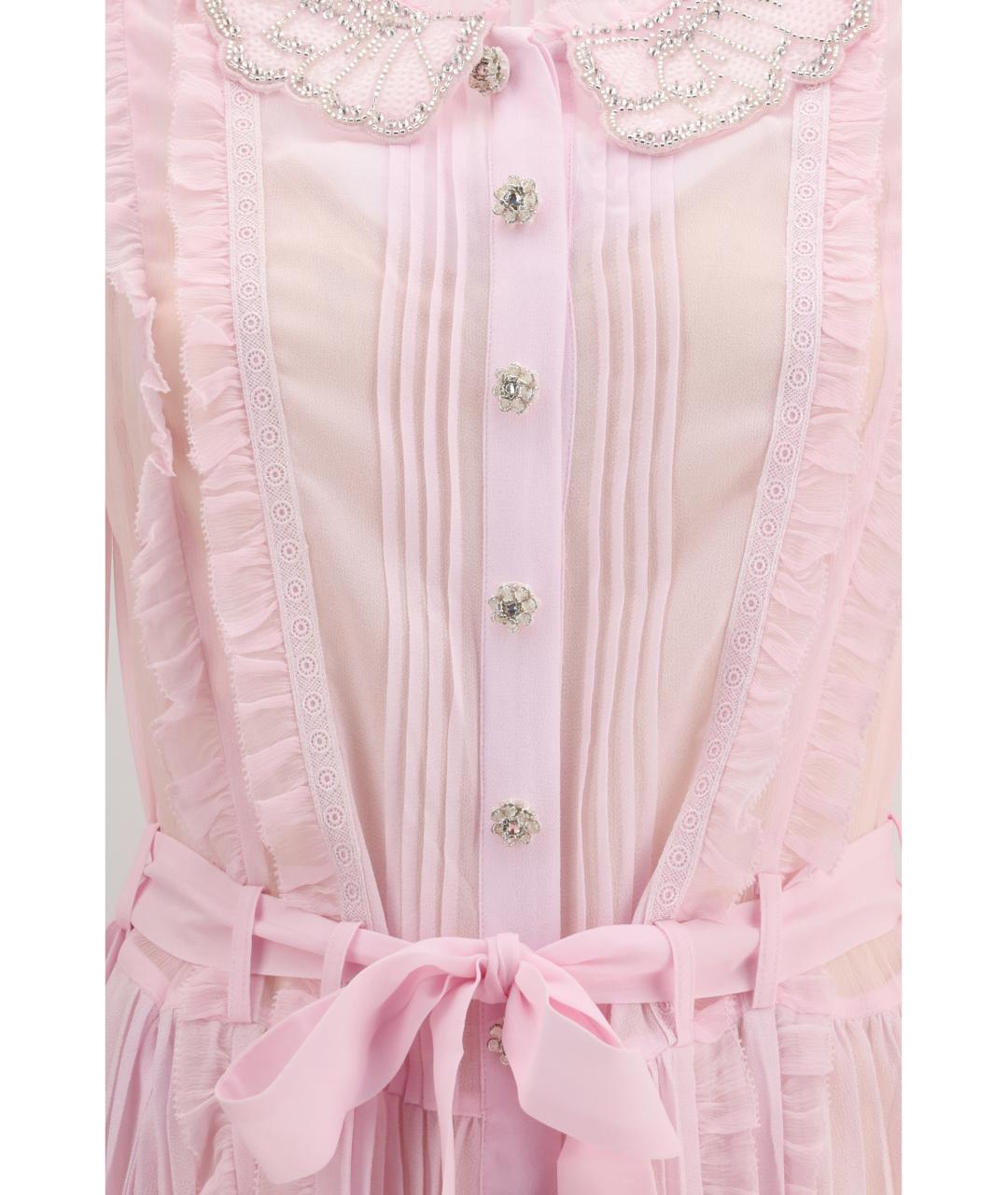 SELF-PORTRAIT Розовое вискозное повседневное платье, фото 3