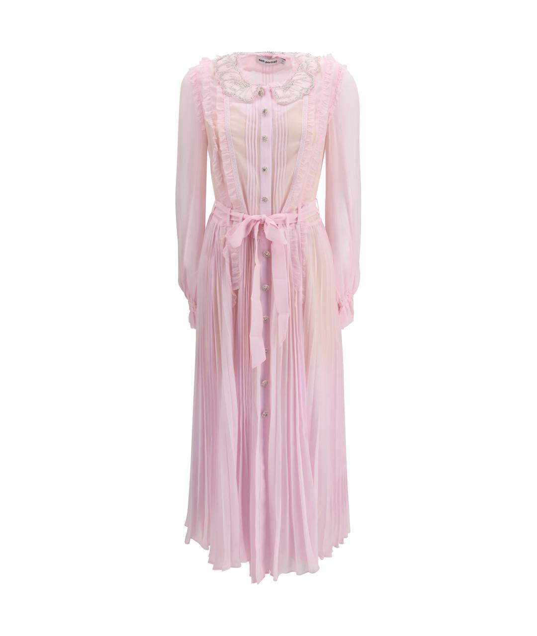 SELF-PORTRAIT Розовое вискозное повседневное платье, фото 1