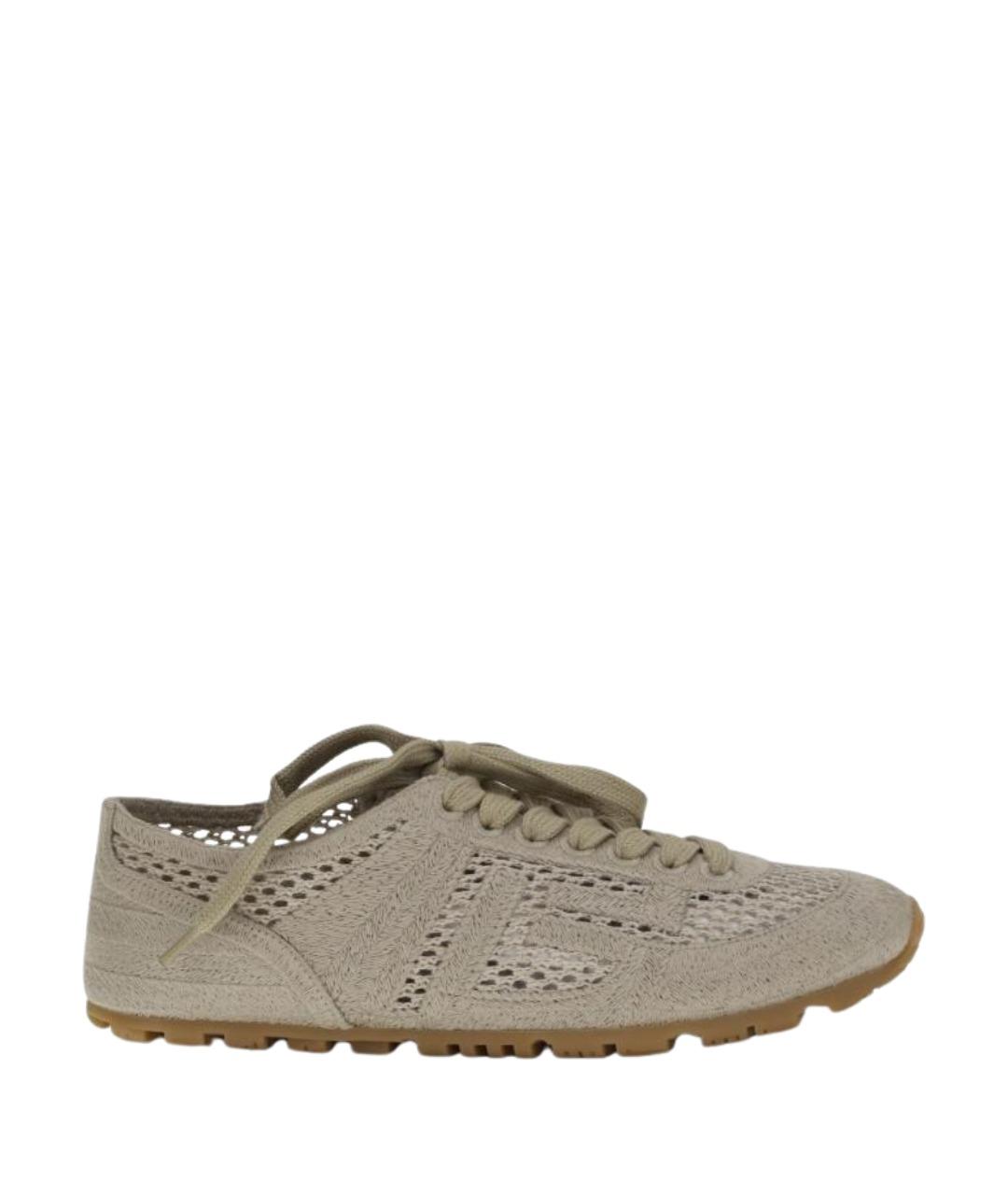 BALMAIN Бежевые текстильные кроссовки, фото 1