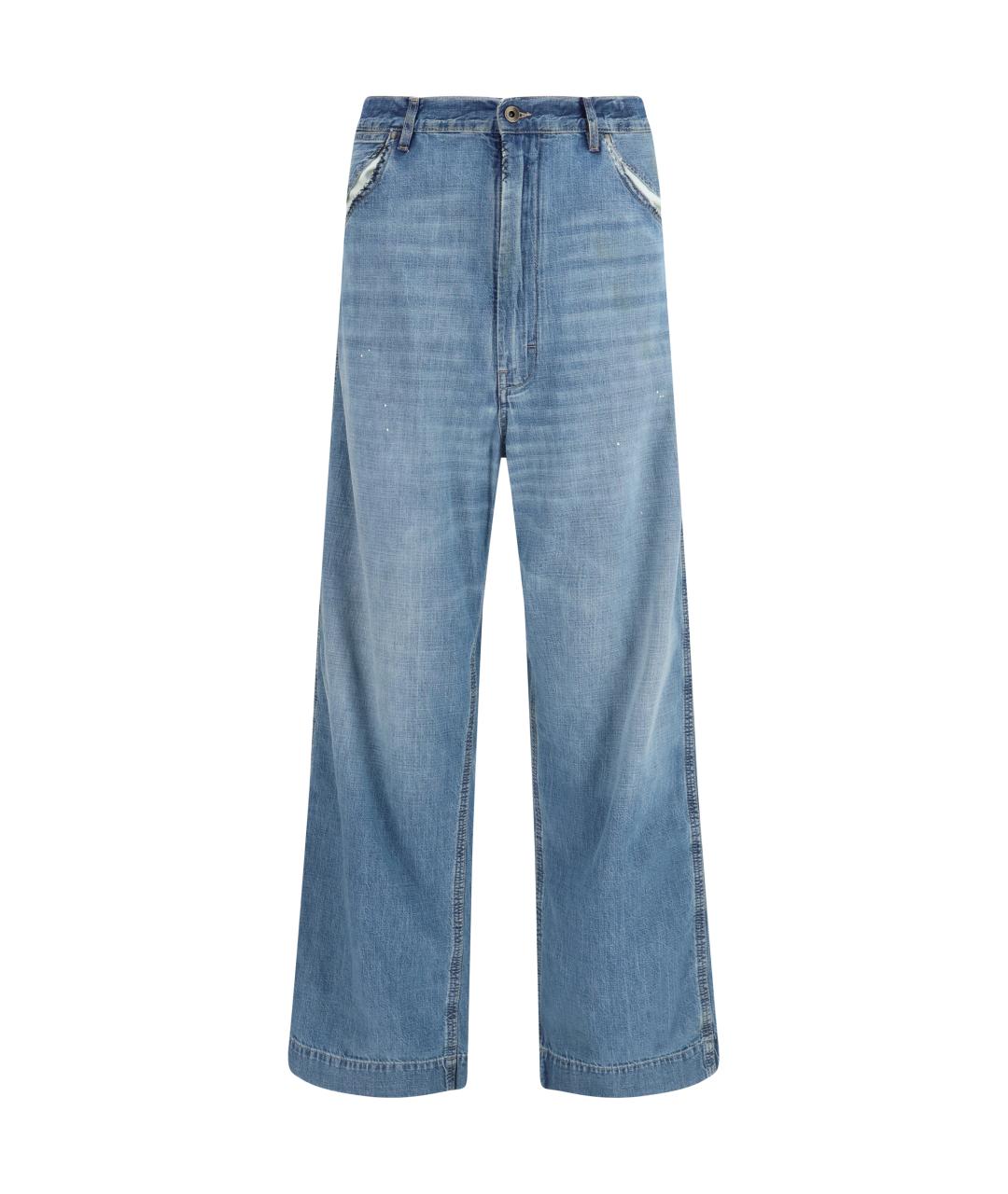 MAISON MARGIELA Синие хлопковые прямые джинсы, фото 1