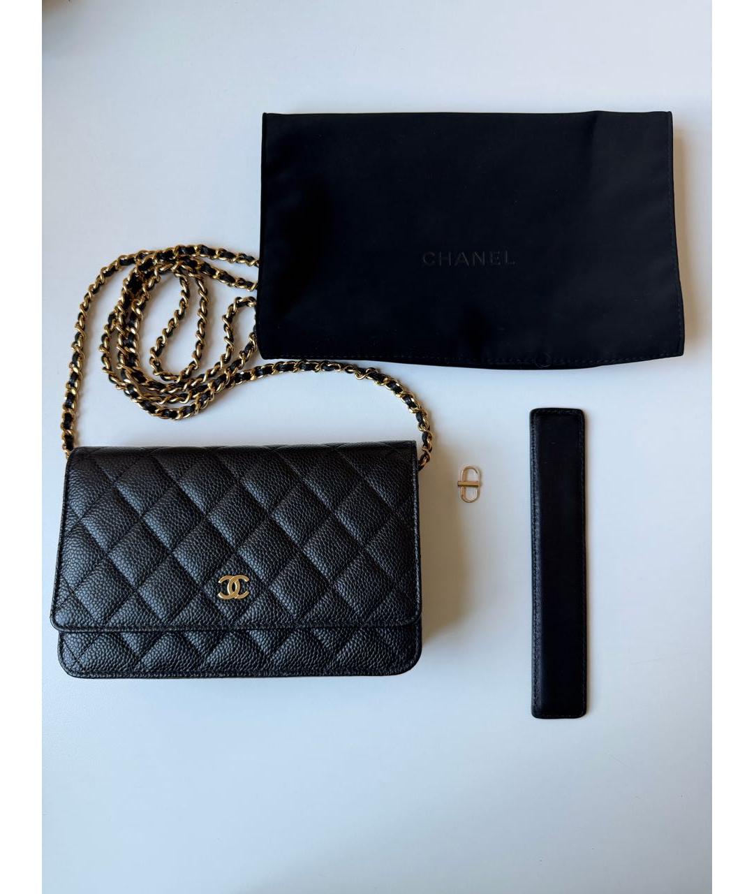 CHANEL Черная кожаная сумка через плечо, фото 8