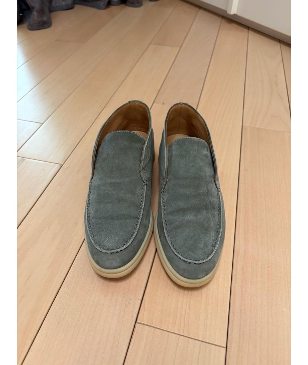 LORO PIANA Зеленые замшевые лоферы, фото 3