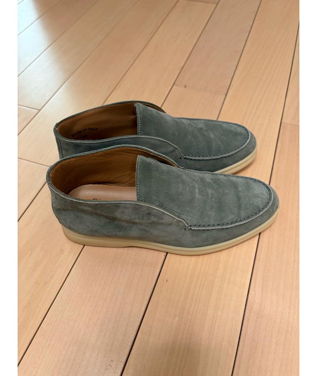 LORO PIANA Зеленые замшевые лоферы, фото 5