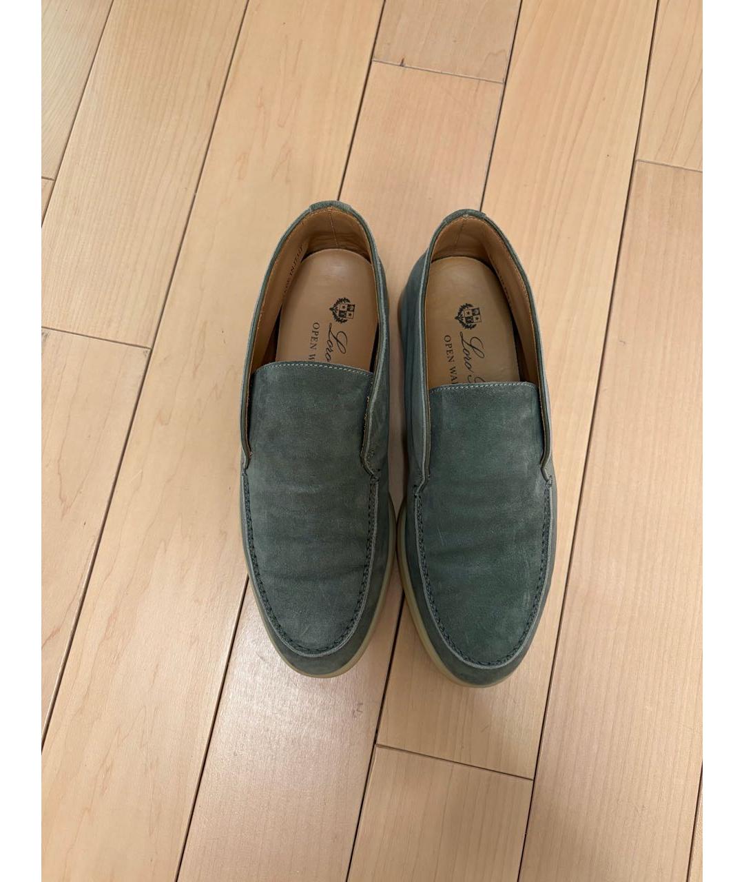LORO PIANA Зеленые замшевые лоферы, фото 2