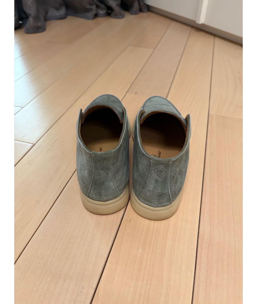 LORO PIANA Зеленые замшевые лоферы, фото 4