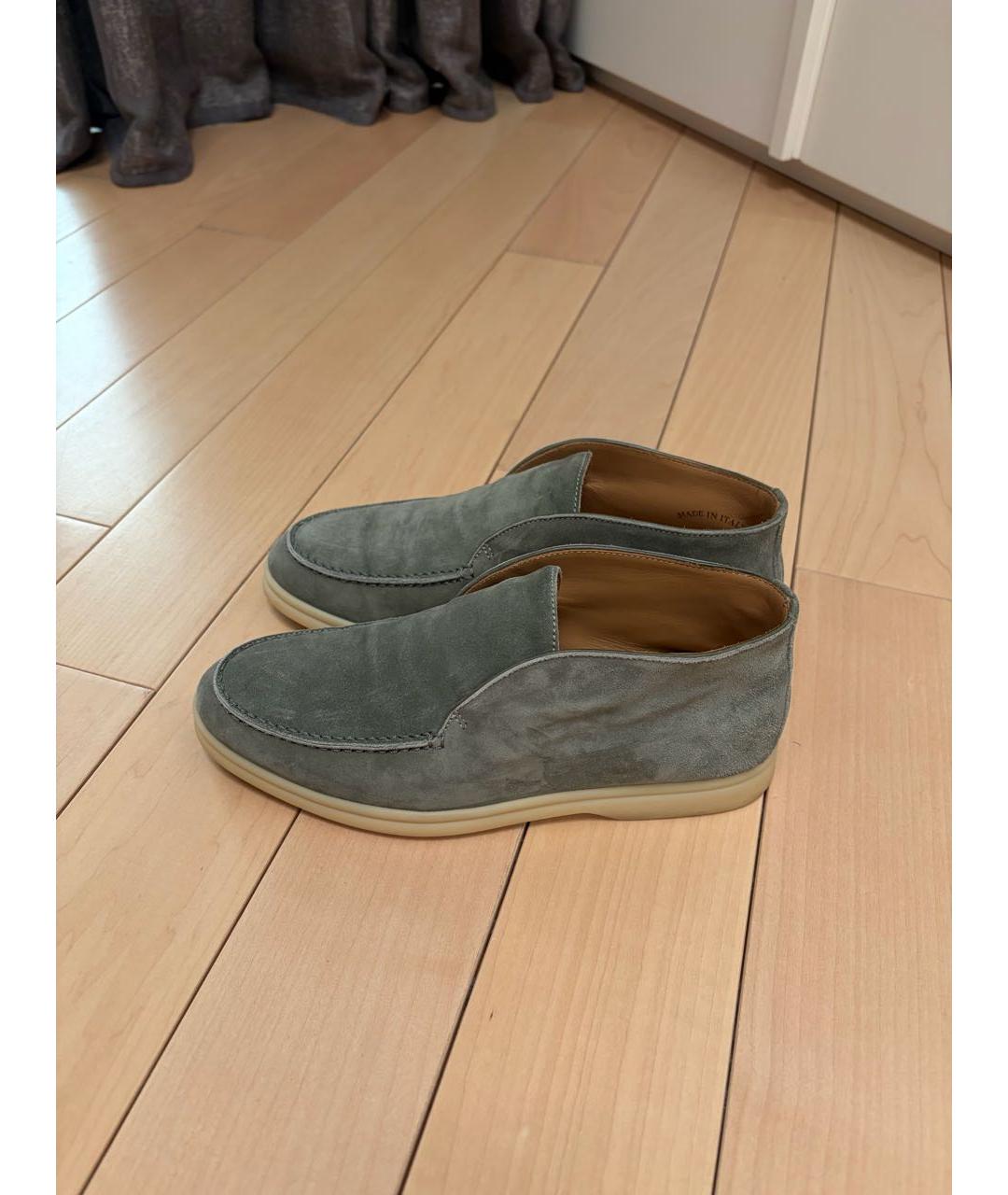 LORO PIANA Зеленые замшевые лоферы, фото 6