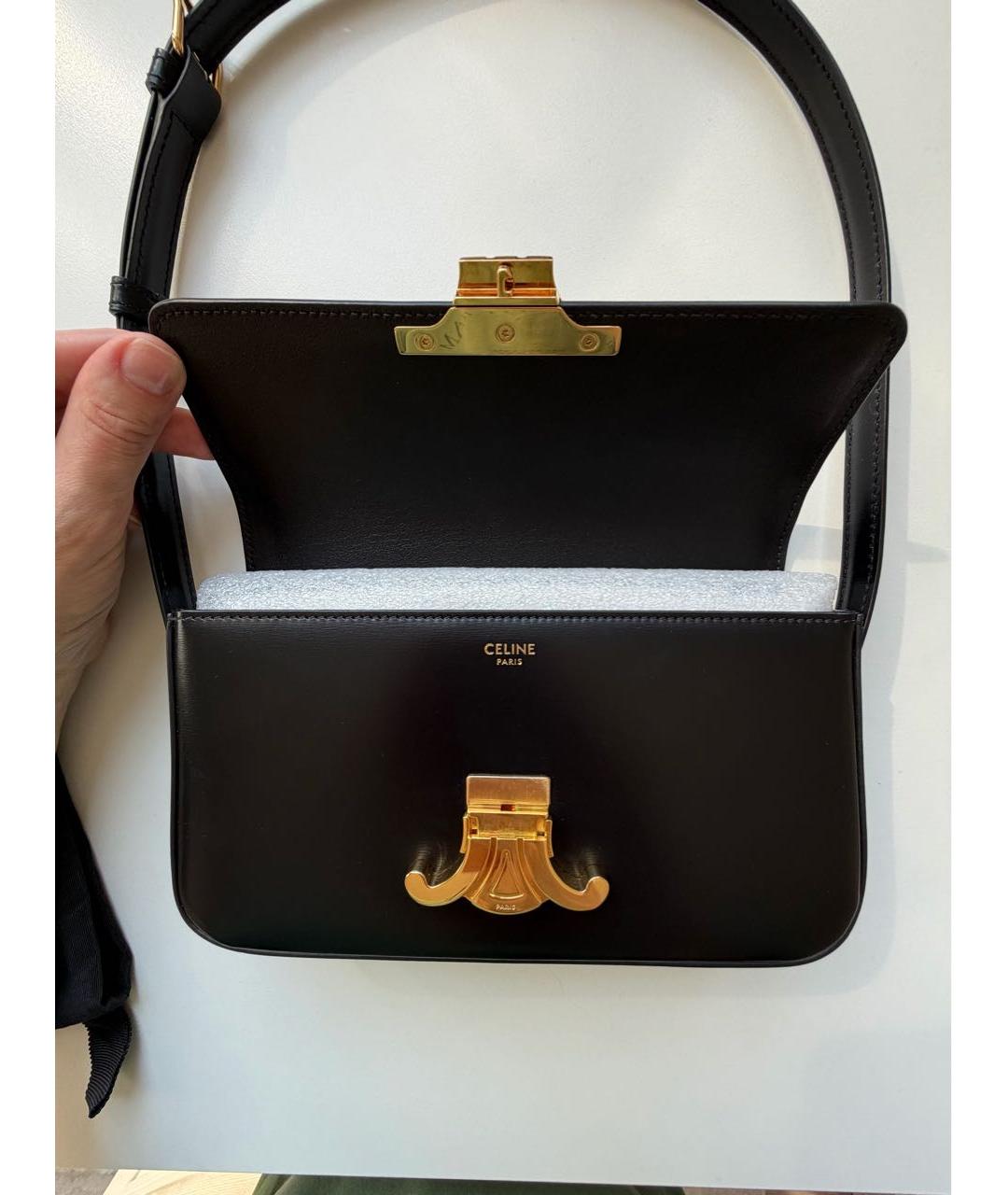 CELINE Черная кожаная сумка с короткими ручками, фото 6